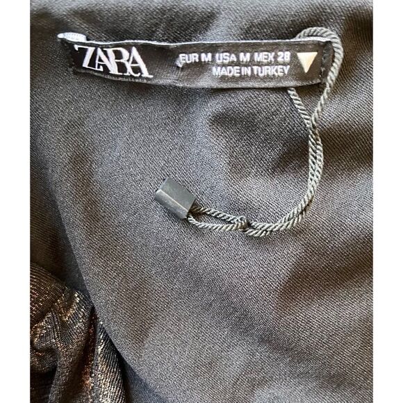 NWOT Zara Blogger’s Favorite Bronze Shiny Asymmetric Shimmer Mini Dress, Medium - Picture 16 of 16